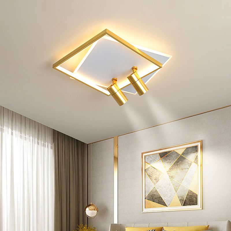 Plafonnier LED de luxe moderne en fer forgé carré encastré avec abat-jour en acrylique