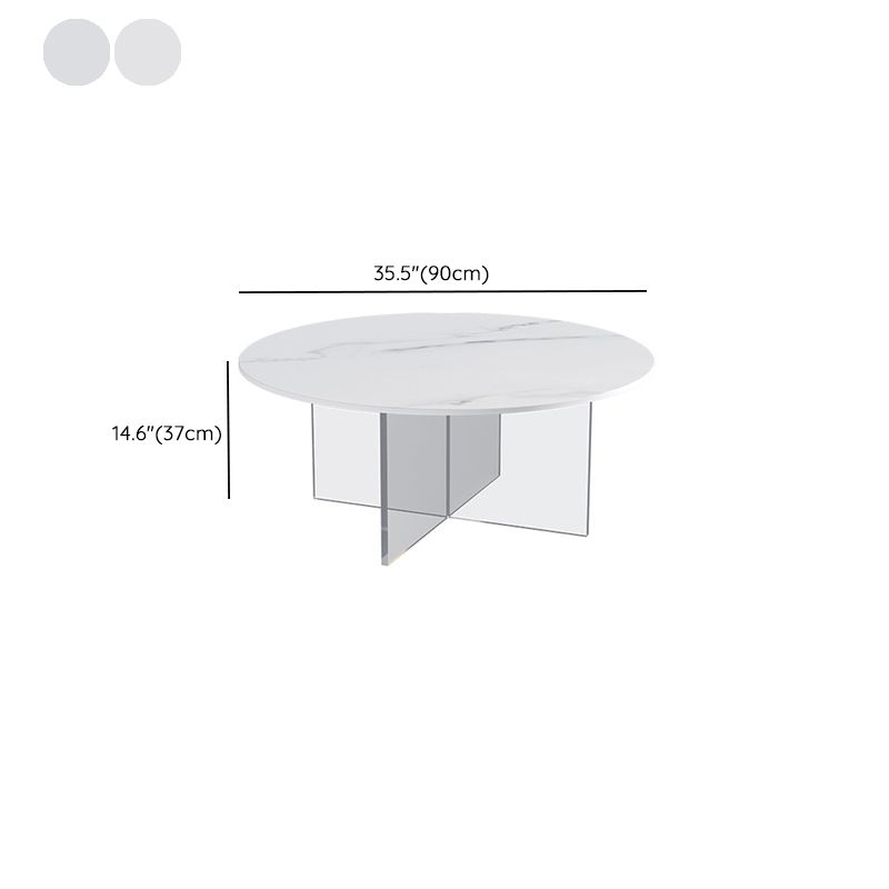 Slate and Acrylic Cocktail Table Modern White Round Coffee Table