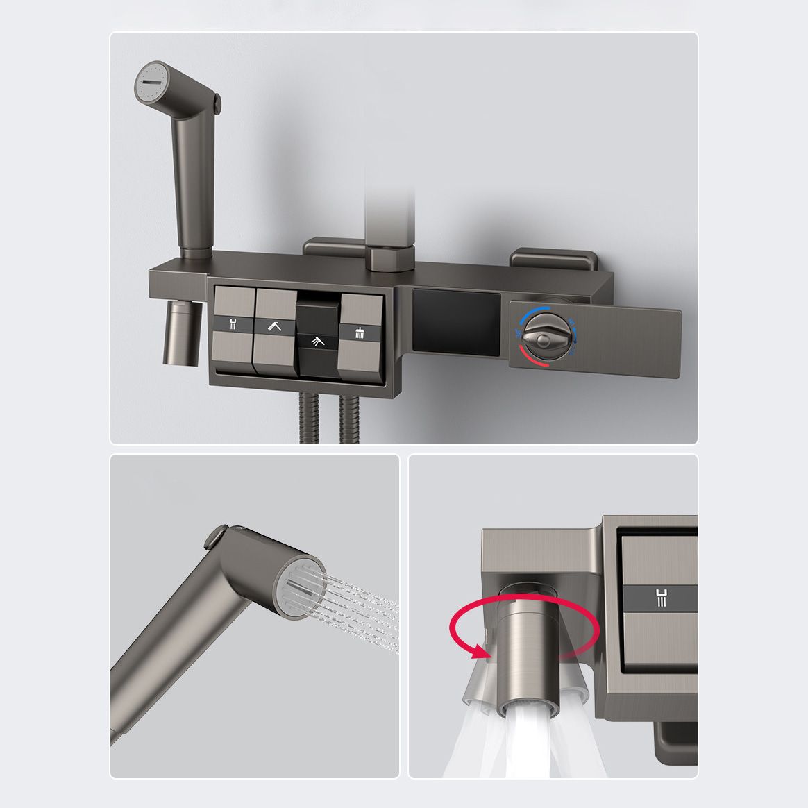 Modern Adjustable Spray Pattern Water Flow Shower Faucet Shower Hose Shower System on Wall