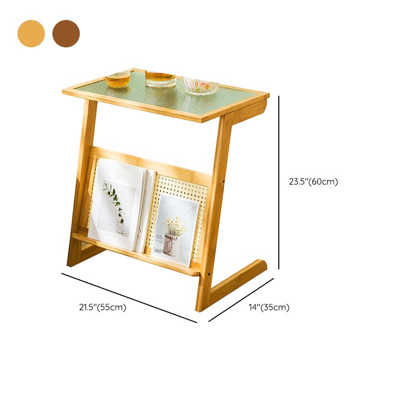 Rustic Abstract Side Table Rectangular Rattan Sofa Side Accent Table