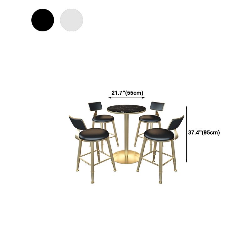 Gold Metal Pedestal Bar Table White Wood Top Bar Table for Small Places