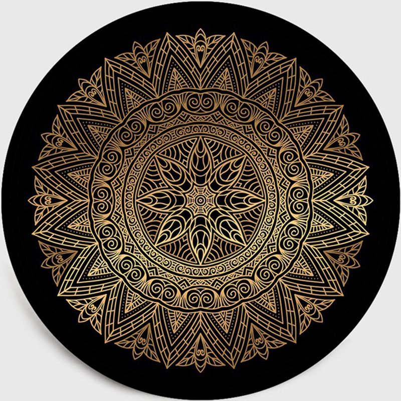 Retro Dark Color Moroccan Rug Polypropylene Mandala Patterned Rug Washable Anti-Slip Pet Friendly Rug for Living Room