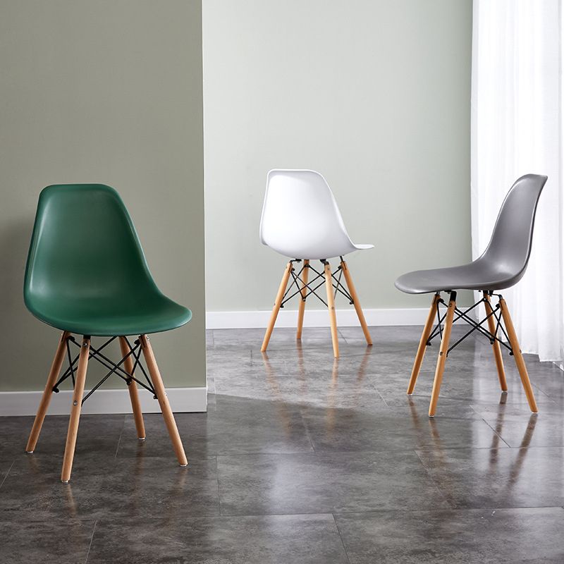 Contemporary Style Dining Chairs Armless Side Chair with Wooden Legs