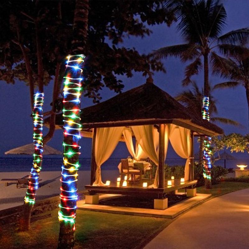 Modern Tube LED Fairy Light Plastic 50 Heads 23ft Courtyard Solar Powered String Lighting in Clear