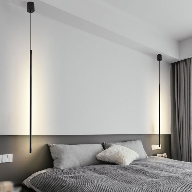 Modern Style Hanging Light Fixture LED Strip Shape Pendant Lamp with Acrylic Shade