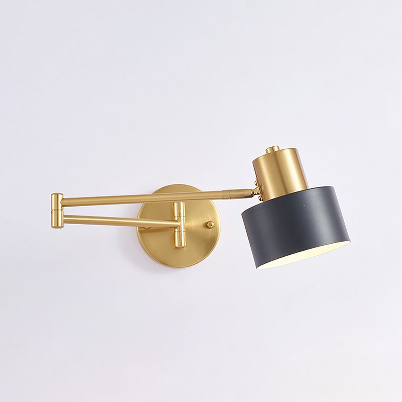 Modern Style Swing Arm Wall Lamp Metal 1 Light Sconces for Bedroom