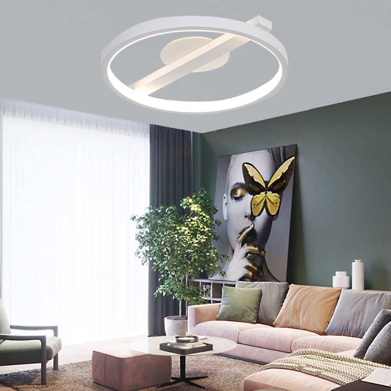 Acryl Ring Inbouw Modernisme Zwart/Wit/Blauw Plafondgemonteerd Licht voor Woonkamer in Warm/Wit, 12,5"/16,5"/20,5" Dia