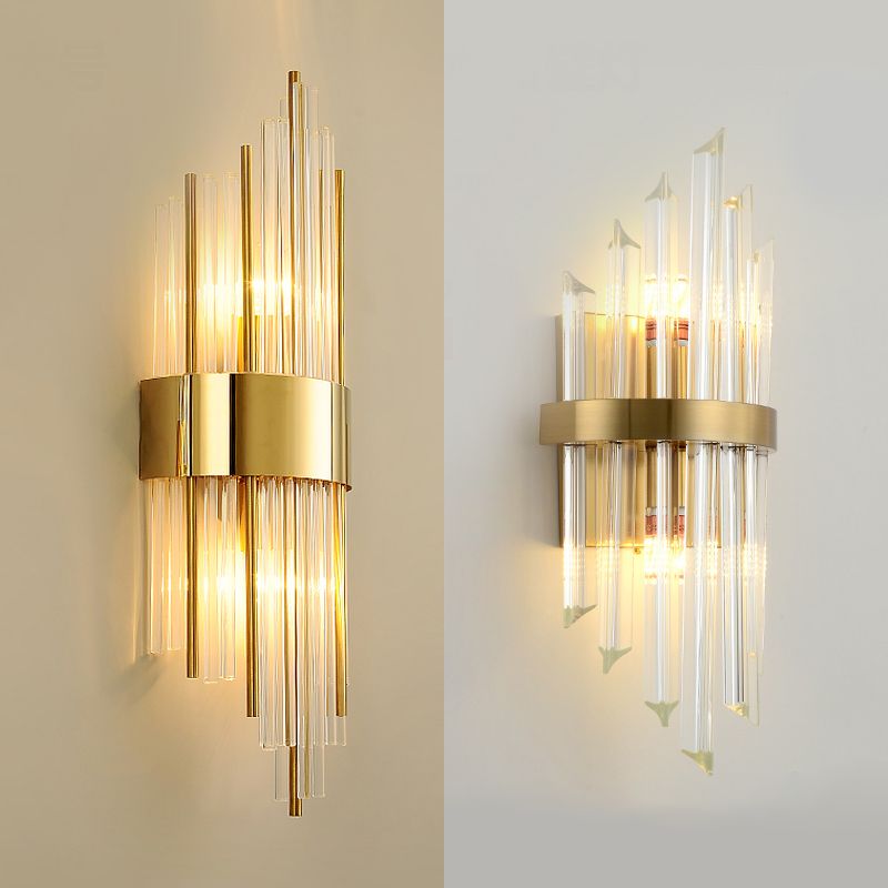 2 Lichter Wandleuchten mit klarem Kristallschatten postmoderner Stillicht für Schlafzimmer