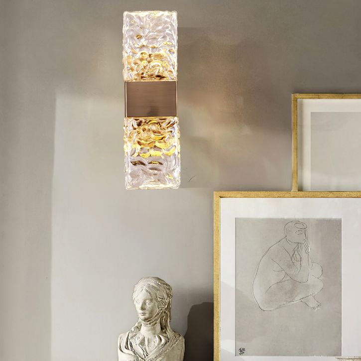 2-Light Modern Squared Wall Lights Crystal Wall Mounted Lamps for Bedroom