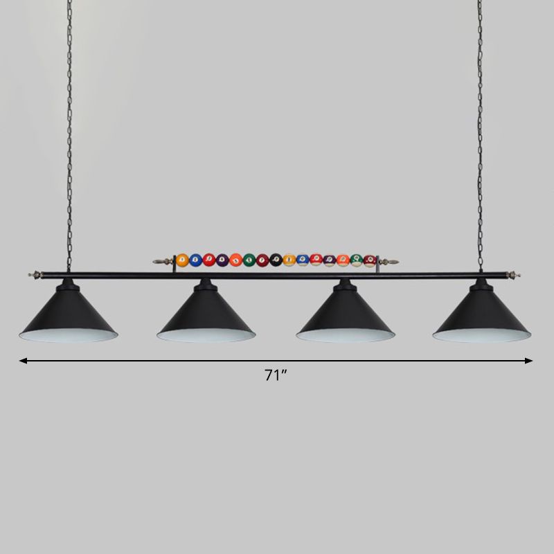 Iron Linear Island Ceiling Light Industrial Country Club Billiard Chandelier with Cone Shade