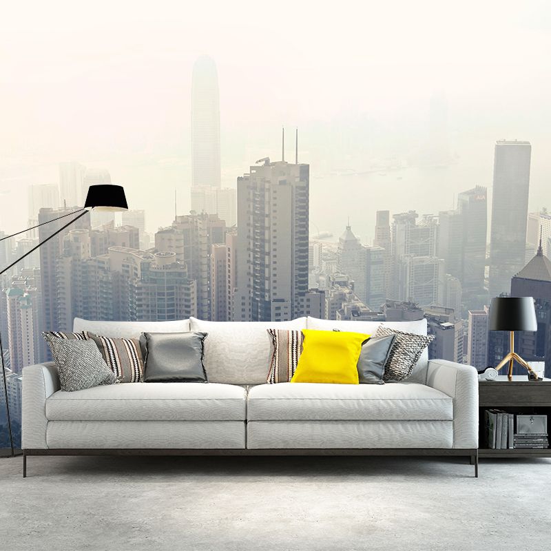 Cityscapes Mural Wallpaper Stain Resistant Wall Covering for Living Room