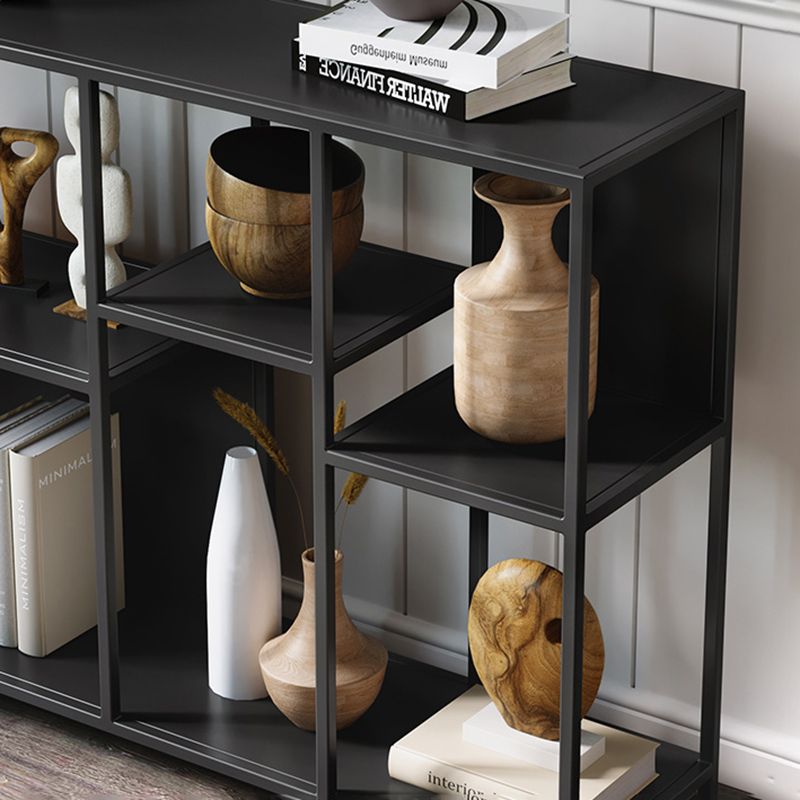 Horizontal Metal Bookcase Modern Open Back Bookshelf with Shelves
