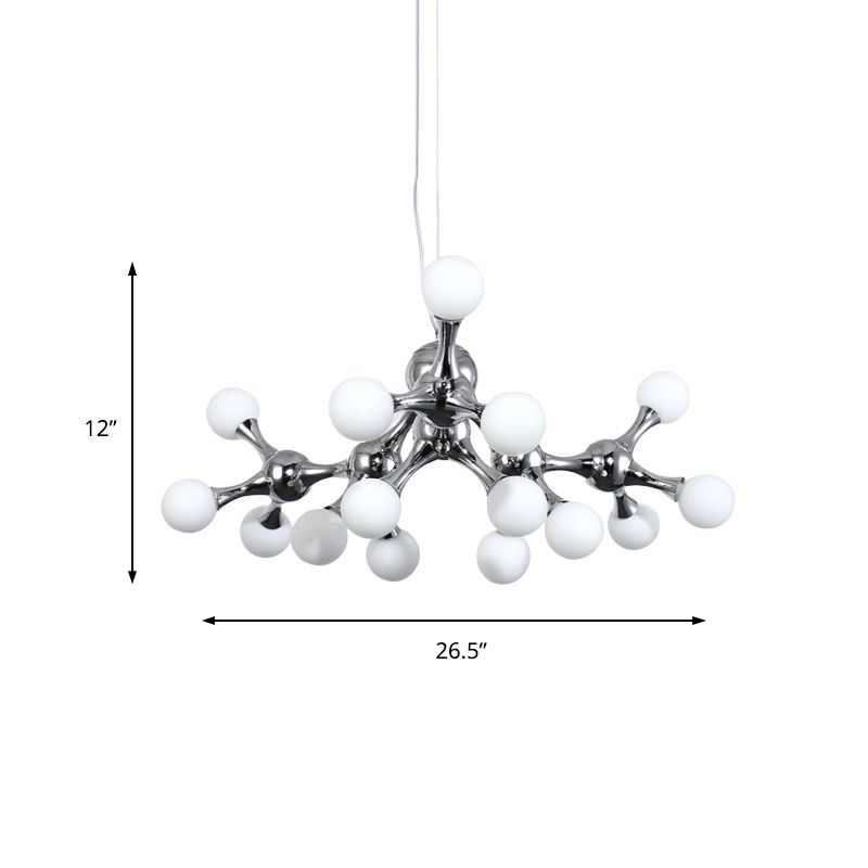 Modern Starburst Metal Chandelier Lighting with White Glass Molecular Shade Multi Lights Chandelier Ceiling Lamp in Chrome