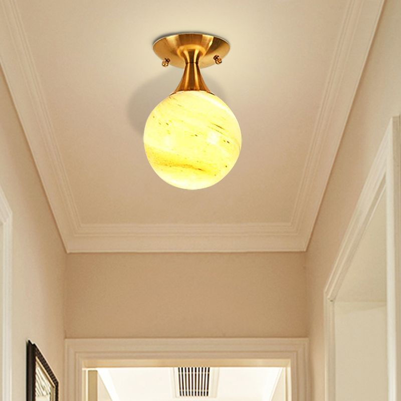 Illuminazione a semimontaggio in vetro bianco-giallo/grigio-blu/grigio fumo con paralume a sfera Nordic 1 lampadina da incasso a soffitto per foyer