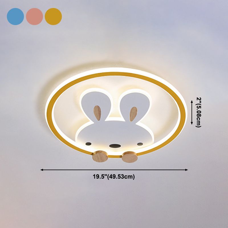 Metal Rabbit Ceiling Light Fixture Kids Style LED Flush Mount Ceiling Light