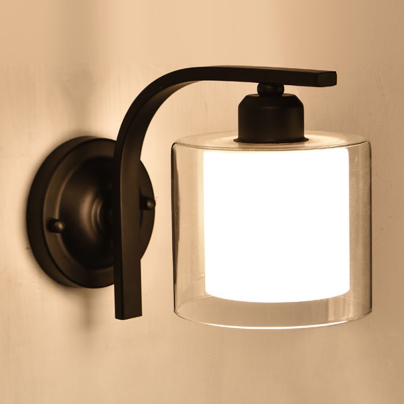 Black Clear Glass Wall Lamp Sconce Industrial Style Sconce Lamp for Living Room