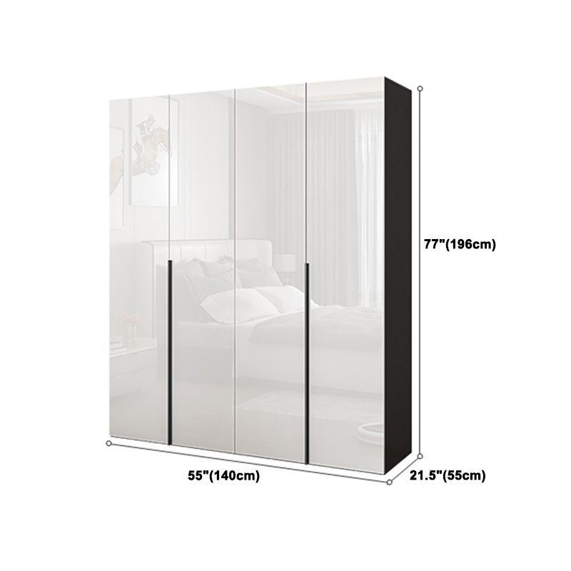 Contemporary Engineered Wood Wardrobe Armoire Mirrored Finish Wardrobe with 1 Drawer