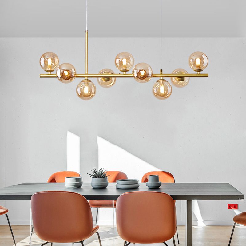 Modern Style Spherical Shape Island Lights Clear Glass Pendant Light Fixtures