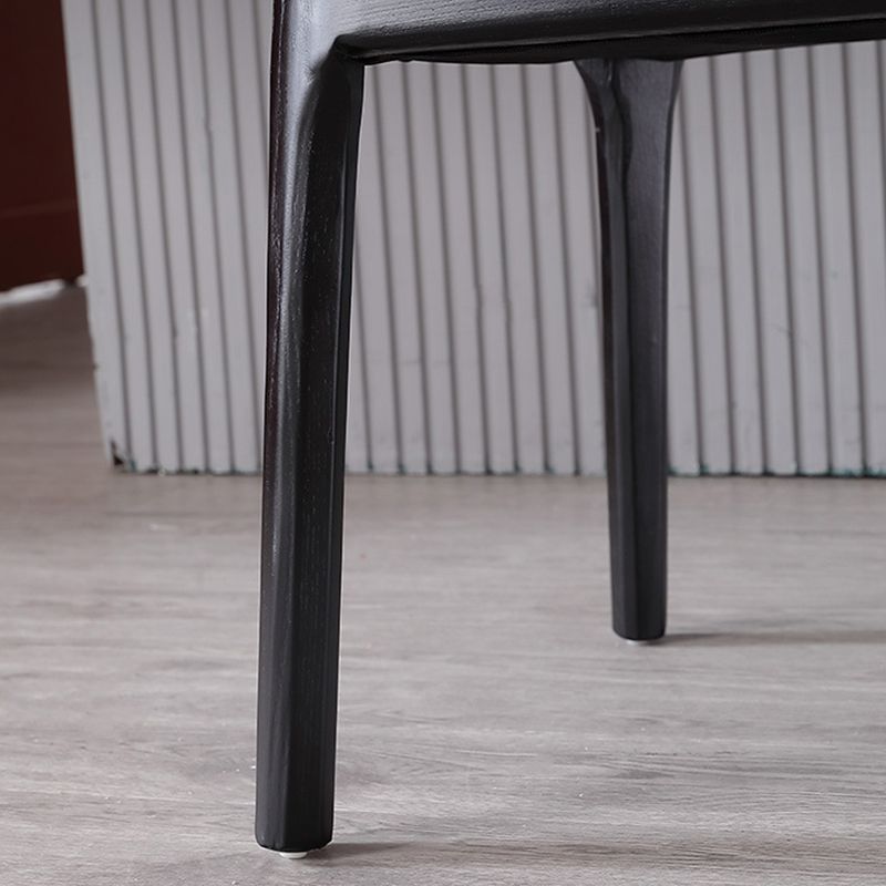 Brown Contemporary Dining Accent Chair Black Oak Wood Legs Dining Chair