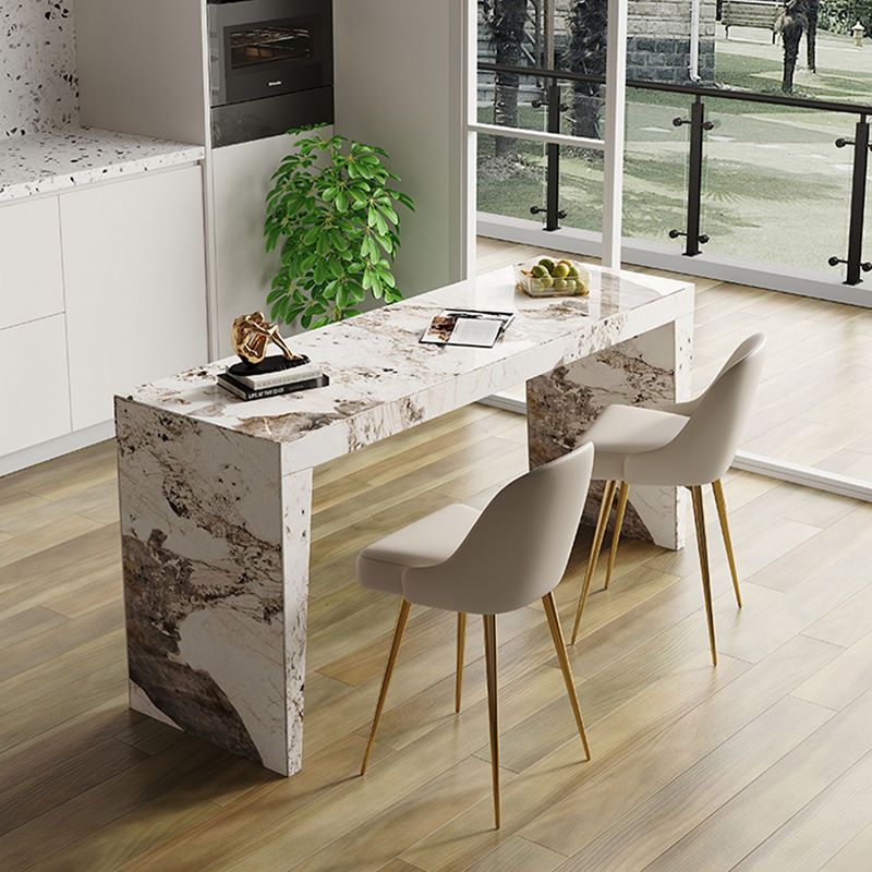 1/3 Pieces Glam Style Rectangle Sintered Stone Counter Table with High Stools
