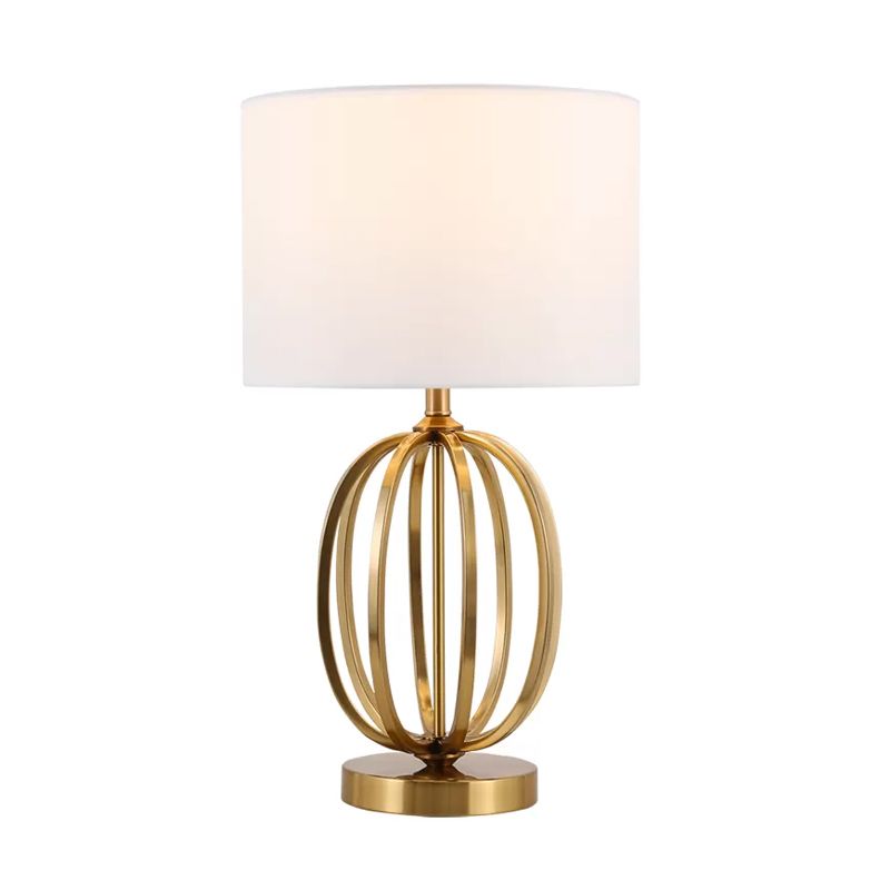 Stoffen trommelschaduw nachtlicht vintage enkele lampstal Tafellamp met ovale framebasis in goud