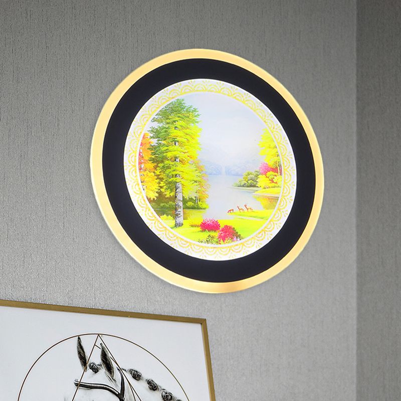 Acrylique Tree ronde Murdage Éclairage Nordique LED Murale LED Lampe en jaune / bleu pour le salon