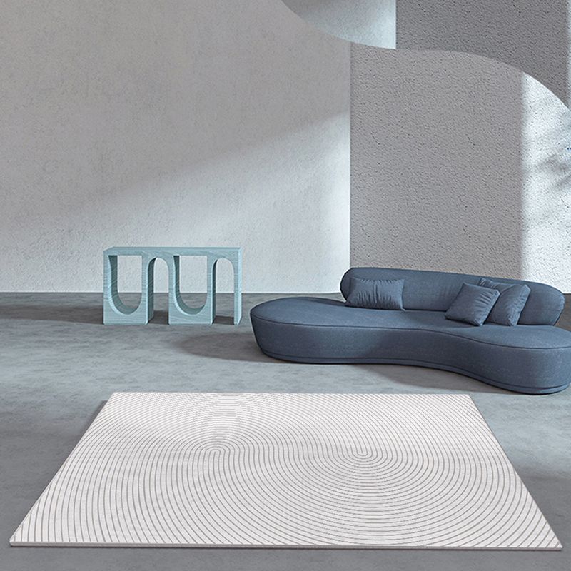 Light Gray Irregular Striped Rug Polyester Modern Rug Washable Rug for Living Room