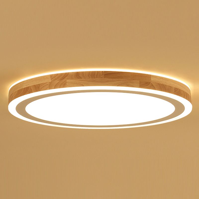 Plafonnier LED moderne en bois rond encastré plafonnier