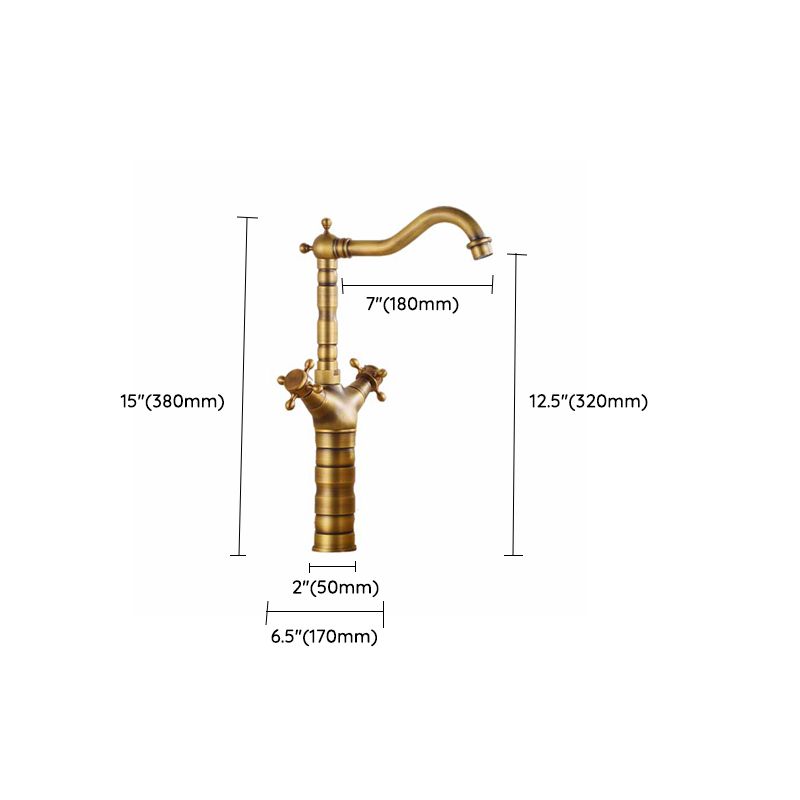 Traditional Kitchen Faucet Brass High Arc Gold Standard Kitchen Faucets with Double Handle