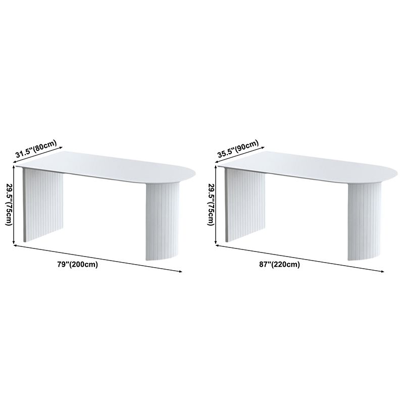 Mesa de comedor de forma irregular blanca, mesa isla de madera con pedestal doble para restaurante