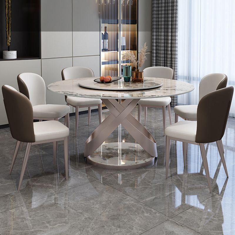 Glam Parsons Side Chair Leather Indoor Dining Chair with Metal Base