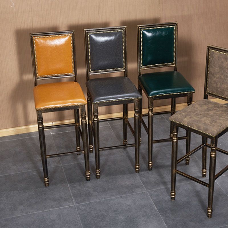 Distressed Bronze 29.5" H Barstool Industrial Indoor Tall Stool with Square Seat