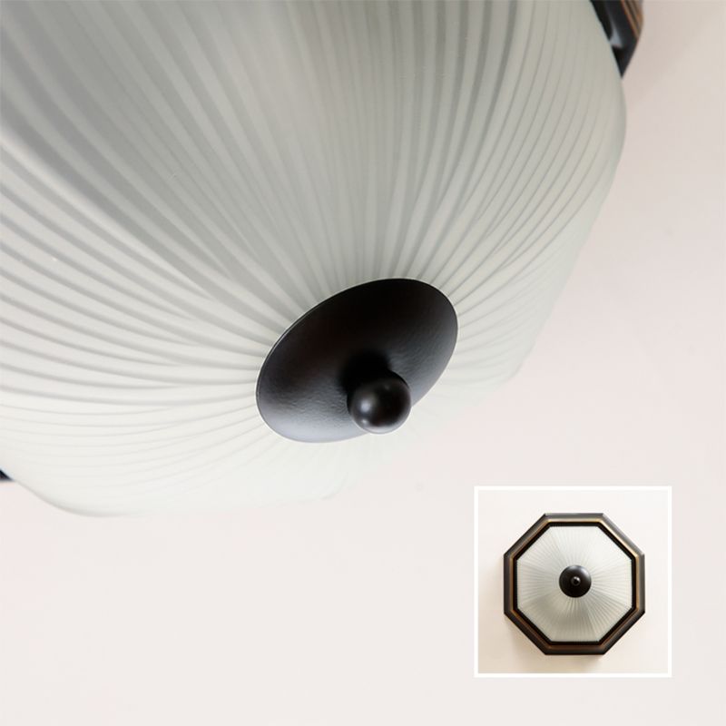 Traditional Dome Flush Ceiling Light Glass Flush Mount Lamp in Black