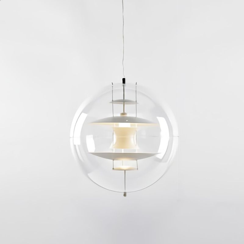 Global Ceiling Pendant Modernity Clear Glass 1 Light Down Lighting with Inner Layered Shade