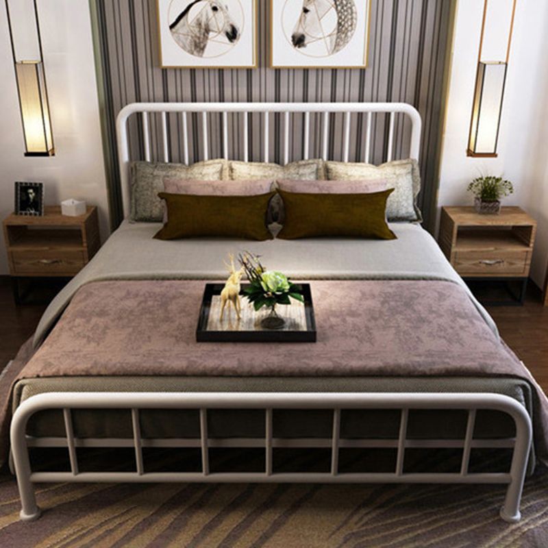Modern Metal Headboard Bed Rectangular Open-Frame Bed with Metal Legs
