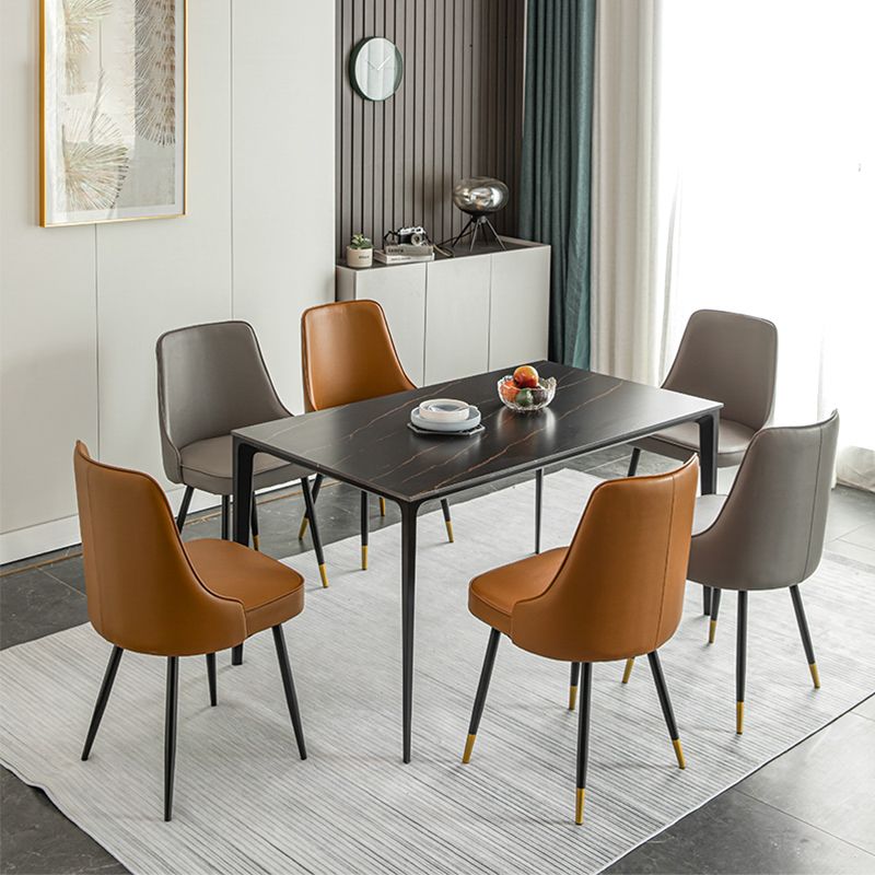 El comedor de metal Glam preside la silla sin brazos de Parsons de comedor de cuero sintético para uso en restaurantes