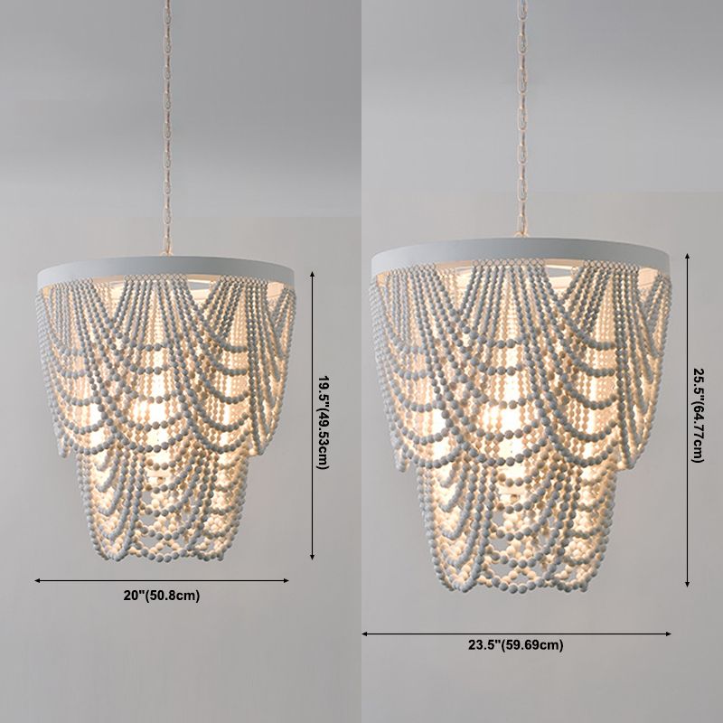 Lustre en bois rétro lustre de style country français de style perle en bois lumière pour le salon