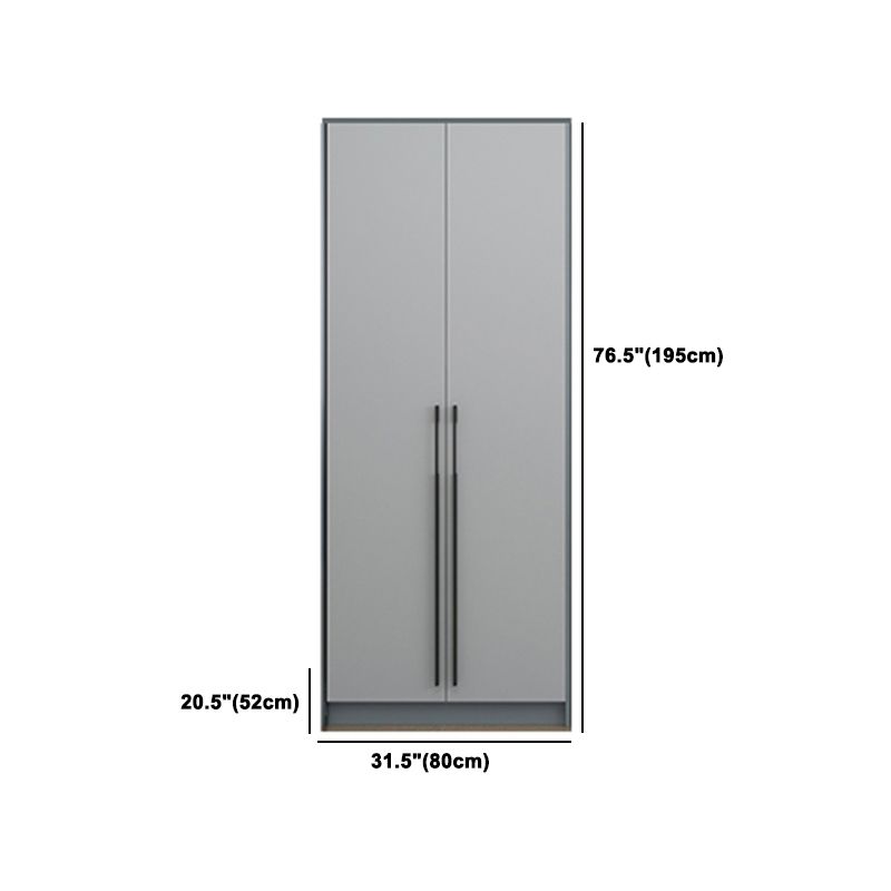 Grey Wooden Wardrobe Armoire Hinged Storage Cabinet with Soft Close Drawer