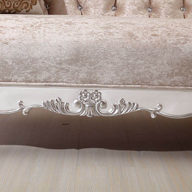 Glam Upholstered Chaise Lounge Couch Rolled Arms Chaise Lounge Chair