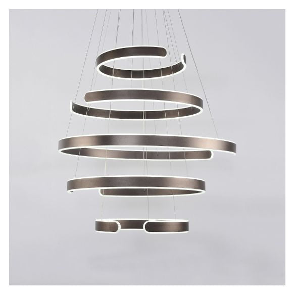 Postmodern 1/2/3-licht LED-suspensie Licht met acrylschaduw Bruin/witte ring Kroonluchter hanger in warm/wit/natuurlijk licht