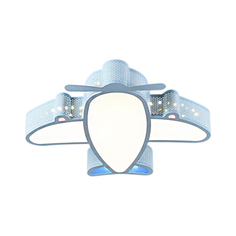 Acrylic and Metal Plane Flush Mount Light Boys Bedroom Cartoon Eye-Caring LED Ceiling Lamp