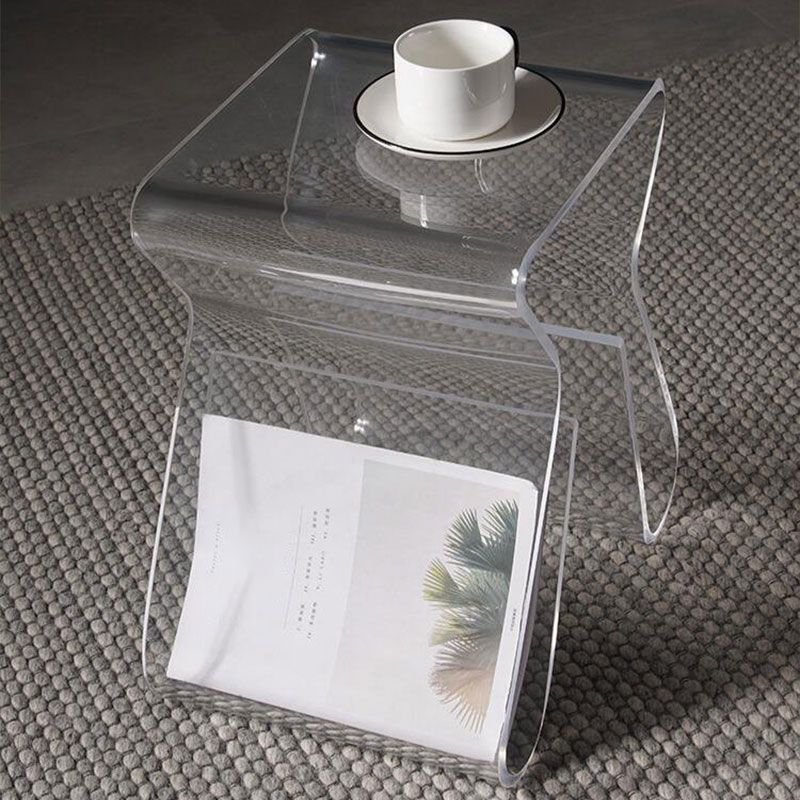 Ultra-Modern Side Table Acrylic Pedestal Accent Side Table for Living Room