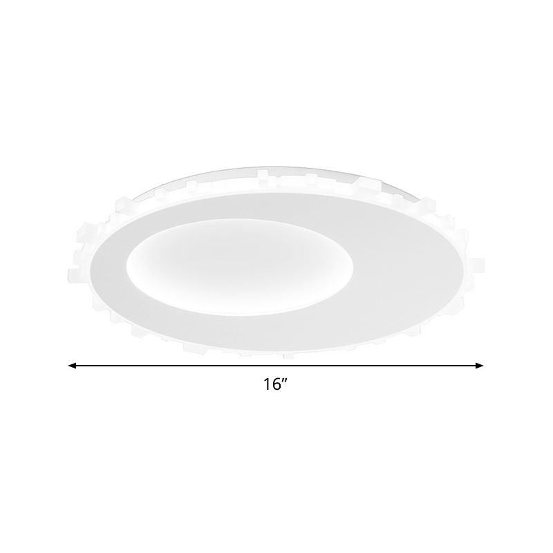 Weiße kreisförmige Unterputzleuchte, minimalistische Acryl-LED-Deckenleuchte mit warmem Licht/stufenloser Dimmung mit Fernbedienung, 16"/20" breit