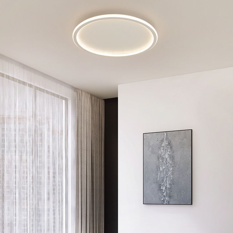 Plafonnier LED de simplicité moderne, montage circulaire en aluminium avec abat-jour en silicone