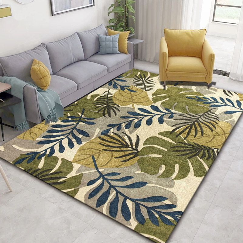 Glam Nordic Area Rug Multi-Colored Plant Carpet Stain Resistant Washable Anti-Slip Backing Rug for Sitting Room
