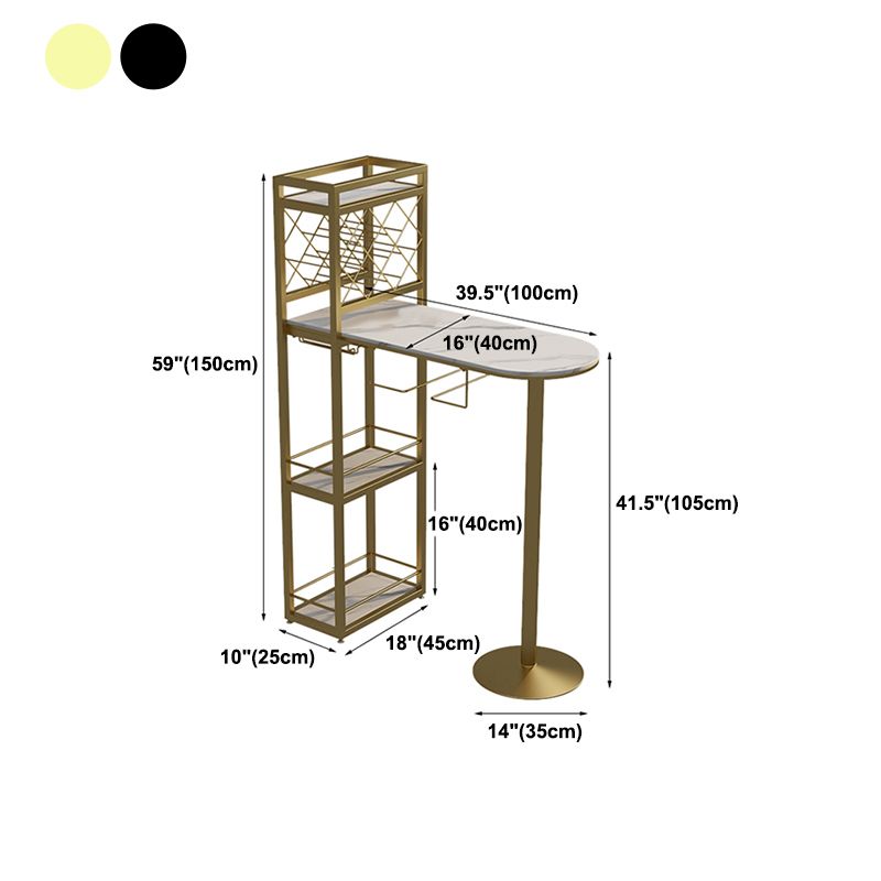 Modern 1/3 Pieces Bar Table Set Stone Counter Table with Stools for Kitchen
