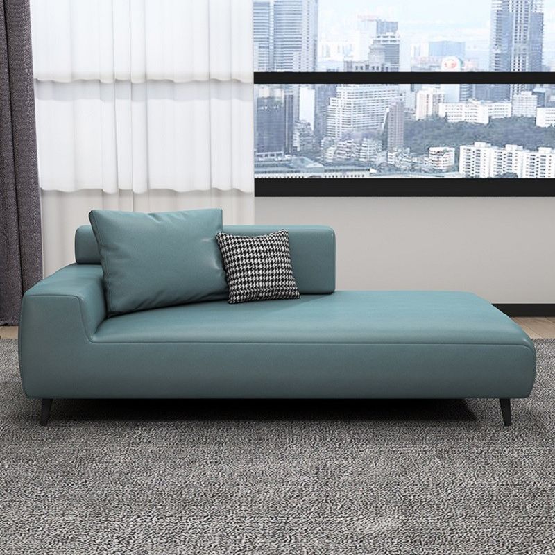 One Armed Faux Leather Accent Chair Modern Square Arms Chaise