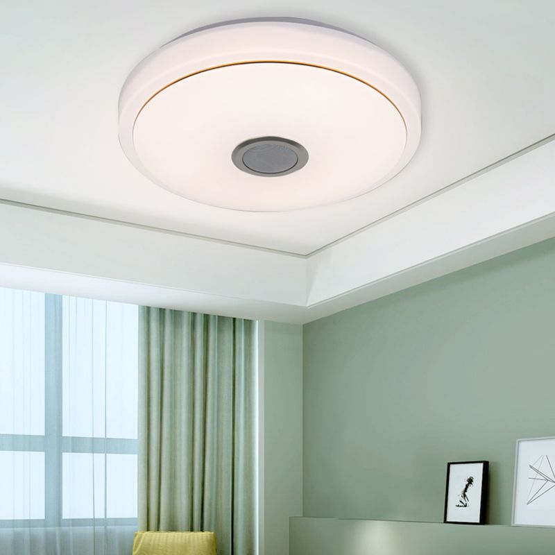 Simple Ceiling Light Fixture Acrylic Bluetooth LED Bedroom Ceiling Flush Mount in White