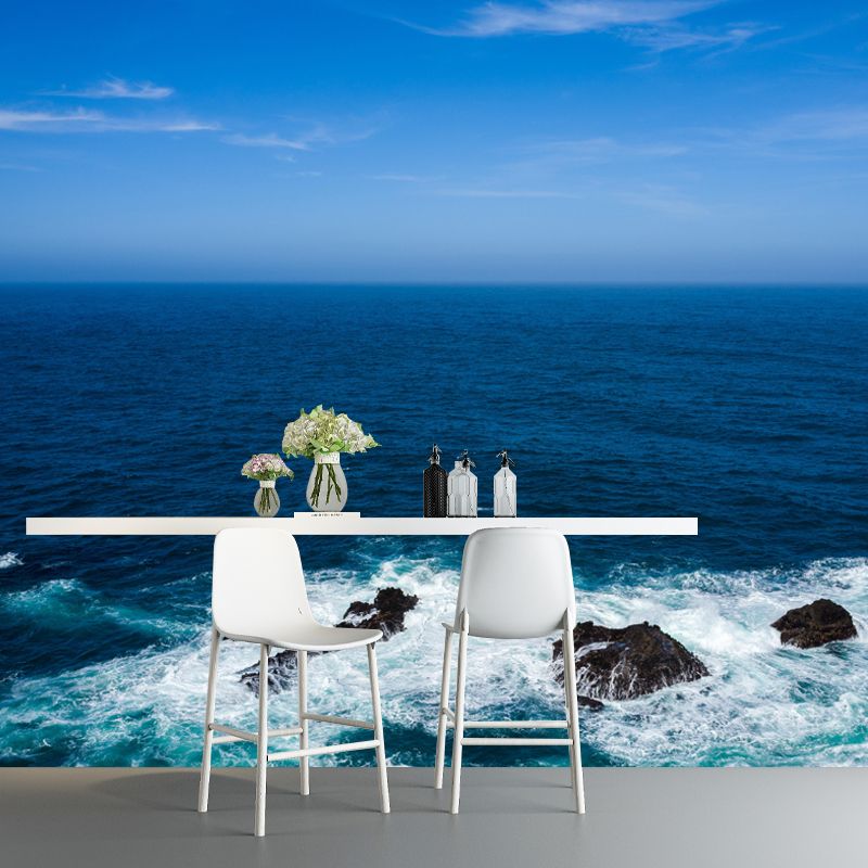 Customized Seascape Wall Mural Mildew Resistant Wallpaper for Dining Room