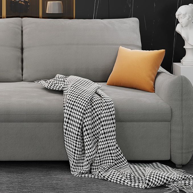 Contemporary Square Arm Standard Stain Resistant Sofa Bed in Grey